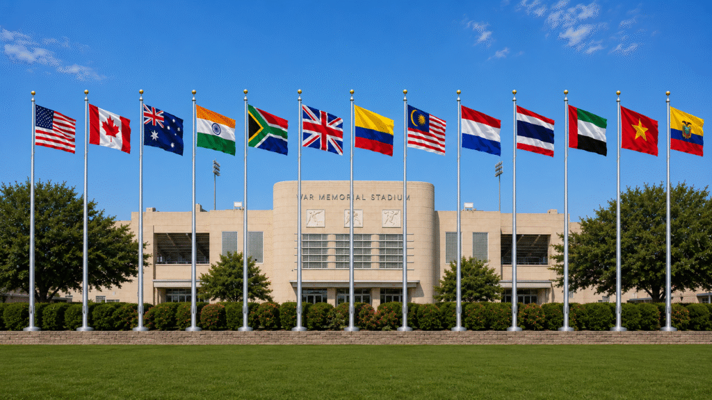 flags at war memorial